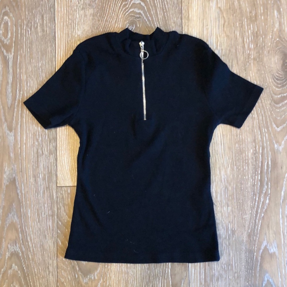 Pull&Bear crop top, black, XS with zipper